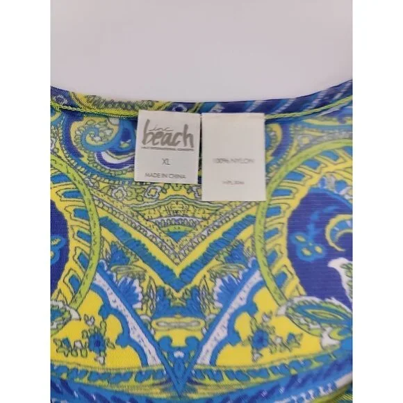 INC International Concepts Womenβs Tunic Top Blue Green Paisley Print Embellish - Picture 3 of 10